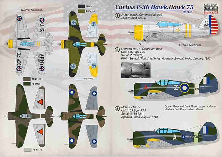 Print Scale 72381 1:72 Curtiss P-36 Hawk. Hawk 75 Part 2