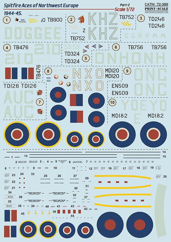 Print Scale 72386 1:72 Supermarine Spitfire Aces of Northwest Europe 1944-45 Part 2