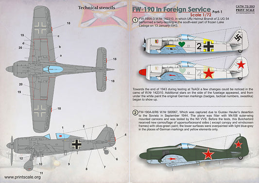 Print Scale 72393 1:72 Focke-Wulf Fw-190 in Foreign Service