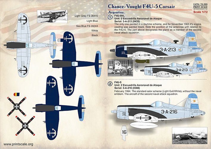 Print Scale 72399 1:72 Vought F4U Corsair Argentina