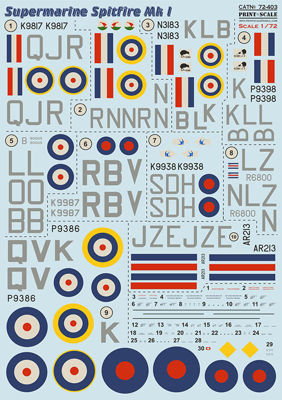 Print Scale 72403 1:72 Supermarine Spitfire Mk.1