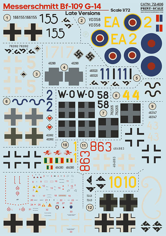 Print Scale 72406 1:72 Messerschmitt Bf-10G-14 Late