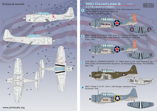 Print Scale 72411 1:72 Douglas SBD Dauntless & A-24 Banshee in Combat Part 1