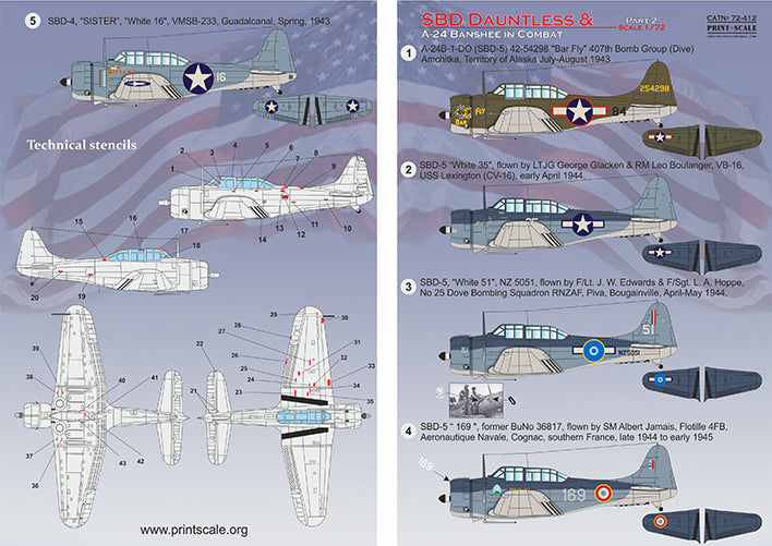 Print Scale 72412 1:72 Douglas SBD Dauntless & A-24 Banshee in Combat Part 2