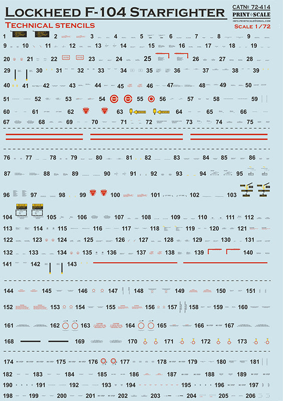 Print Scale 72414 1:72 Lockheed F-104 Starfighter Technical Stencils