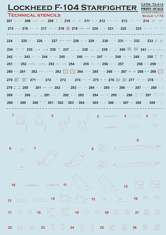 Print Scale 72414 1:72 Lockheed F-104 Starfighter Technical Stencils