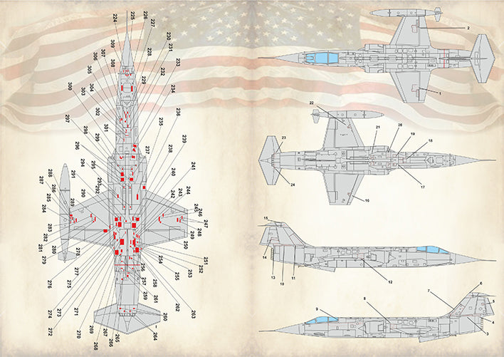 Print Scale 72414 1:72 Lockheed F-104 Starfighter Technical Stencils