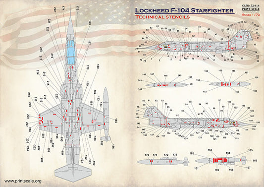 Print Scale 72414 1:72 Lockheed F-104 Starfighter Technical Stencils