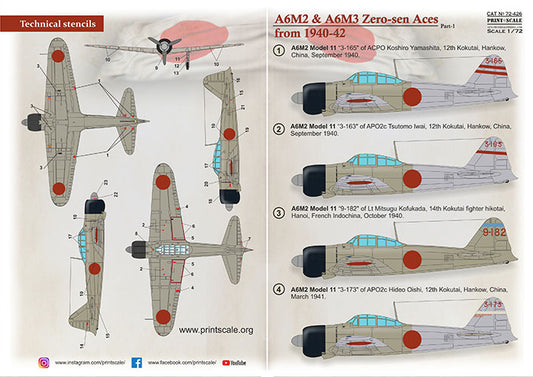 Print Scale 72426 1:72 Mitsubishi A6M2 Zero-Sen Aces Part 1