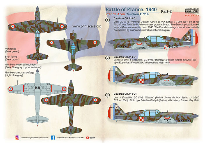 Print Scale 72431 1:72 Battle of France 1940 French Aces Part 2