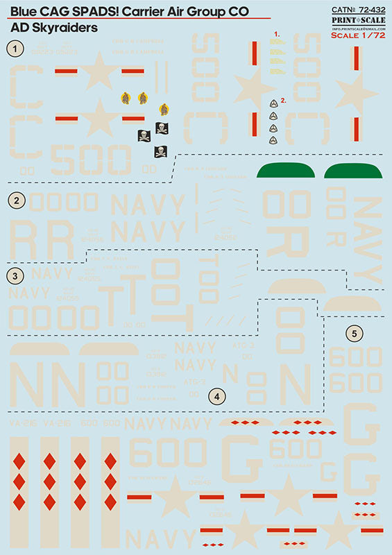 Print Scale 72432 1:72 Blue CAG SPADS! Carrier Air Group CO AD Skyraiders