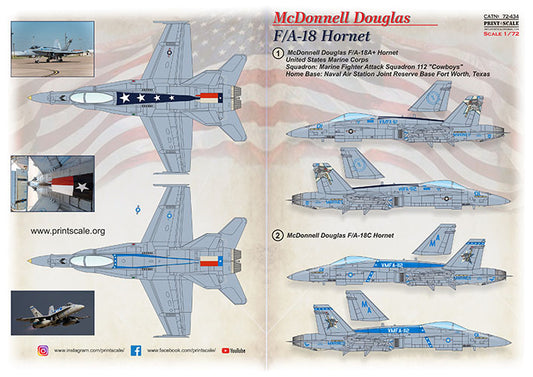 Print Scale 72434 1:72 McDonnell-Douglas F/A-18 Hornet