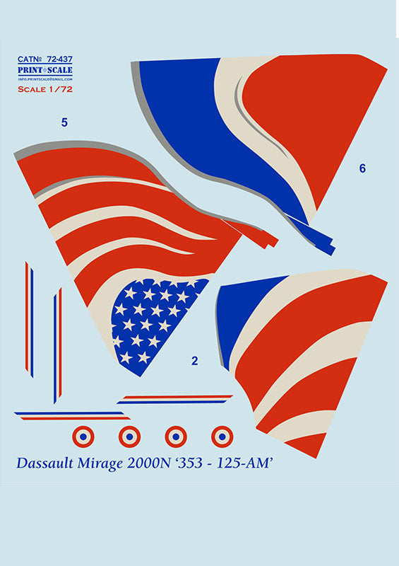 Print Scale 72437 1:72 Dassault Mirage 2000N 353 - 125-AM