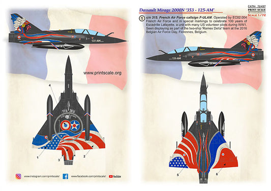 Print Scale 72437 1:72 Dassault Mirage 2000N 353 - 125-AM