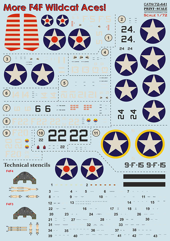 Print Scale 72441 1:72 Grumman F4F Wildcat Aces with 3D Instrument Panel