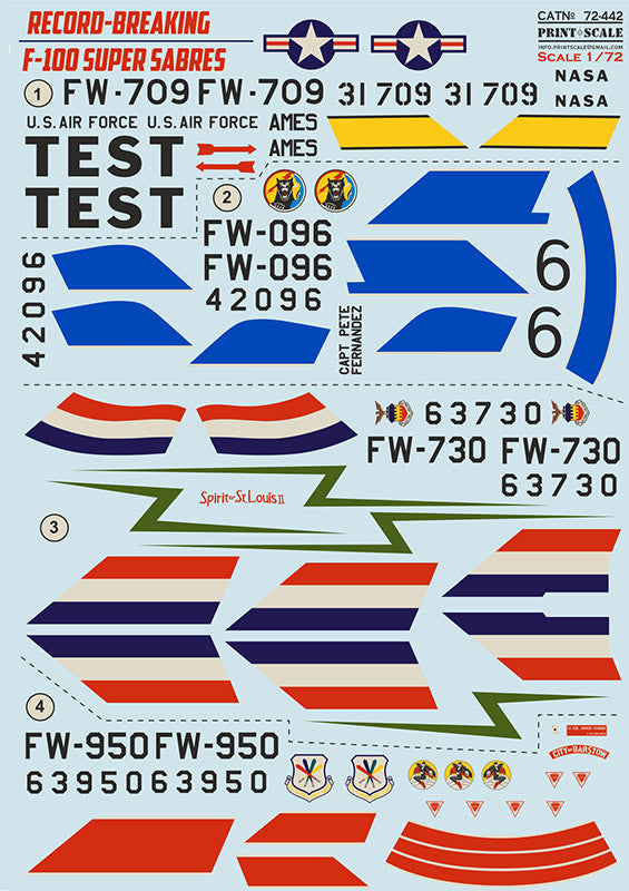 Print Scale 72442 1:72 Record-Breaking North-American F-100 Super Sabre