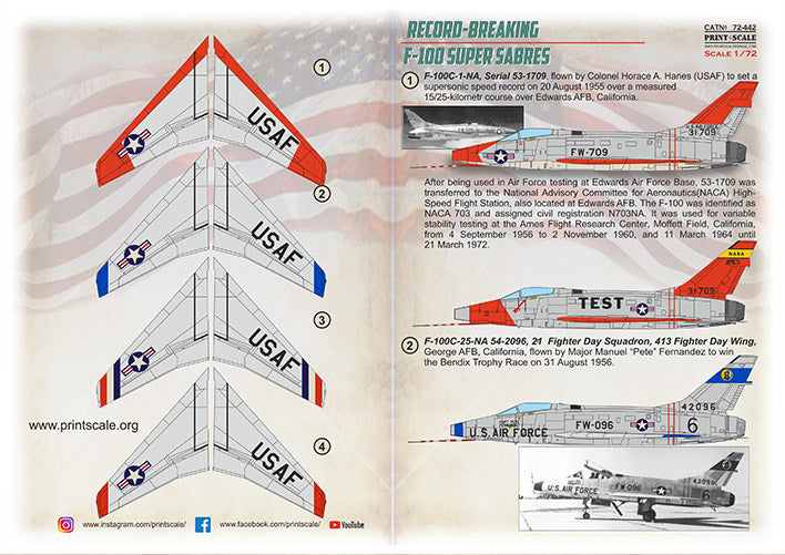 Print Scale 72442 1:72 Record-Breaking North-American F-100 Super Sabre