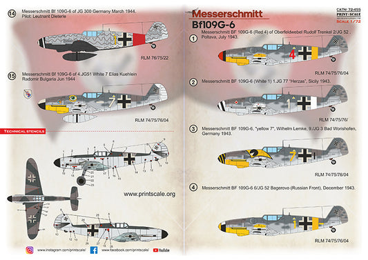 Print Scale 72455 1:72 Messerschmitt Bf-109G-6