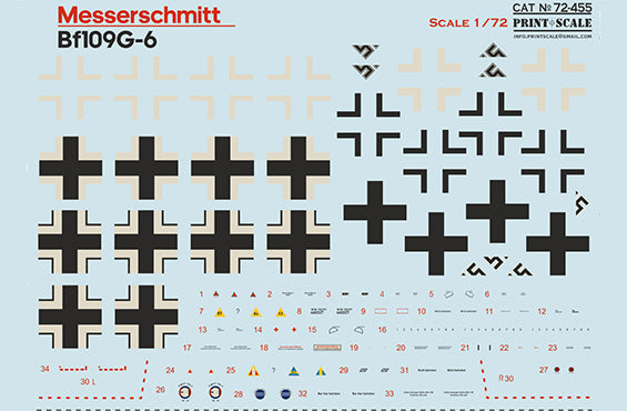 Print Scale 72455 1:72 Messerschmitt Bf-109G-6