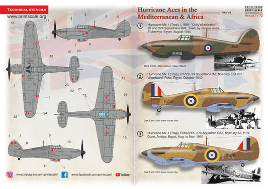 Print Scale 72458 1:72 Hawker Hurricane Aces in the Mediterranean & Africa Part 1