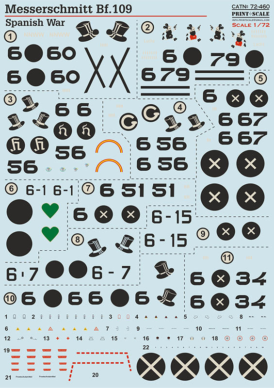 Print Scale 72-460 1:72 Messerschmitt Bf-109. Spanish War