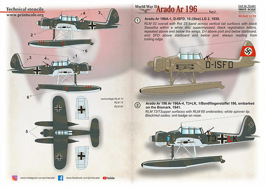 Print Scale 72461 1:72 Arado Ar-196 WWII