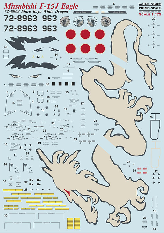 Print Scale 72466 1:72 Mitsubishi F-15J Eagle White Dragon