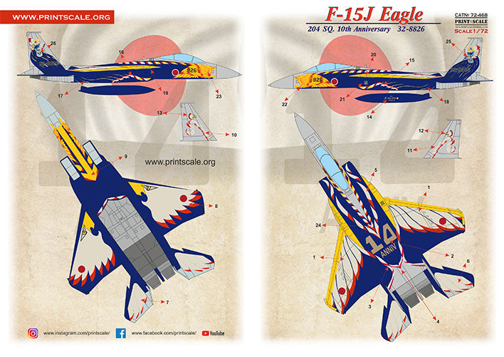 Print Scale 72468 1:72 Mitsubishi F-15J Eagle 204 Sq. 10th Anniversary