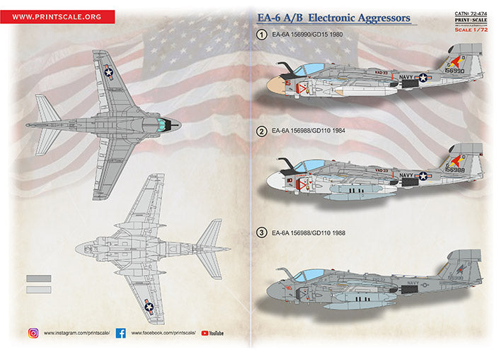 Print Scale 72474 1:72 Grumman EA-6A Intruder Electronic Aggressor