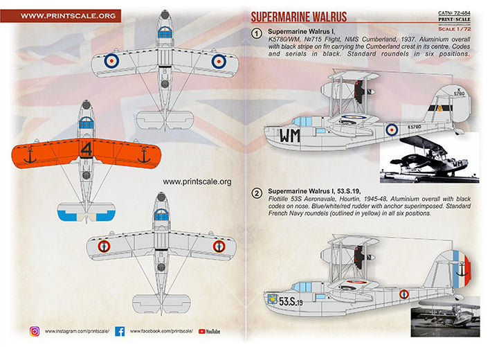 Print Scale 72484 1:72 Supermarine Walrus