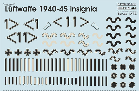 Print Scale PSL72486 1:72 Luftwaffe 1940-45 Insignia. Winkel.