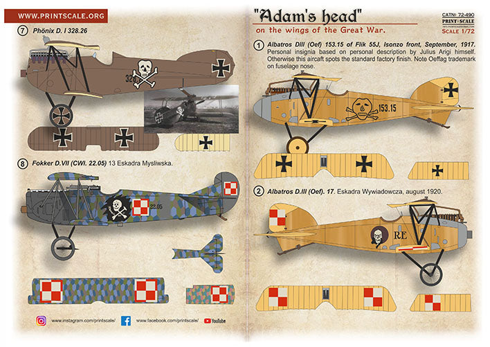 Print Scale PSL72490 1:72 'Adam's head' on the wings of the Great War