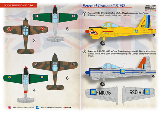 Print Scale PSL72491 1:72 Percival Provost T.51/52