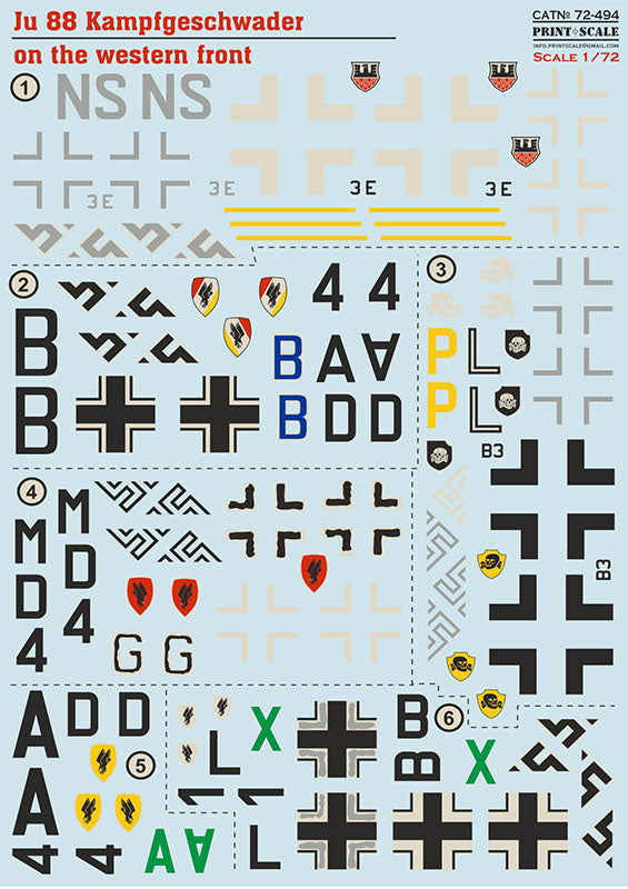Print Scale PSL72494 1:72 Junkers Ju-88 Kampfgeschwader on the Western Front