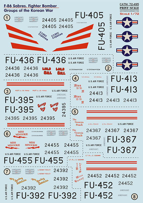 Print Scale 72-495 1:72 F-86F Sabre Fighter Bomber Groups of the Korean War