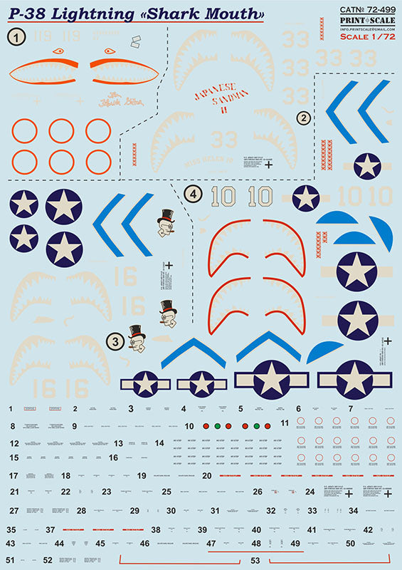 Print Scale 72-499 1:72 Lockheed P-38 Lightning