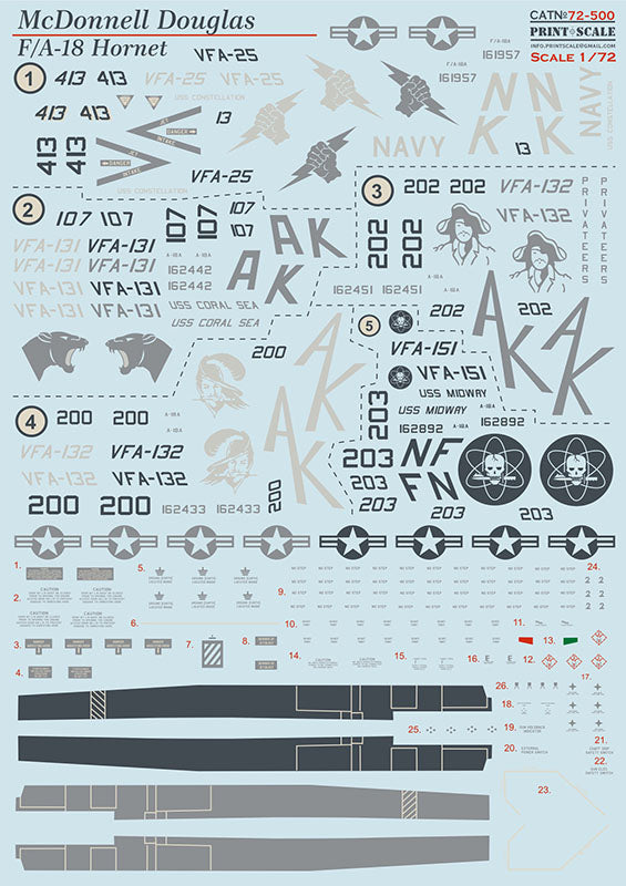 Print Scale 72-500 1:72 McDonnell-Douglas F/A-18A