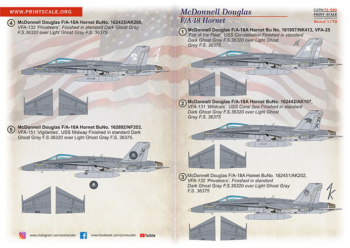 Print Scale 72-500 1:72 McDonnell-Douglas F/A-18A