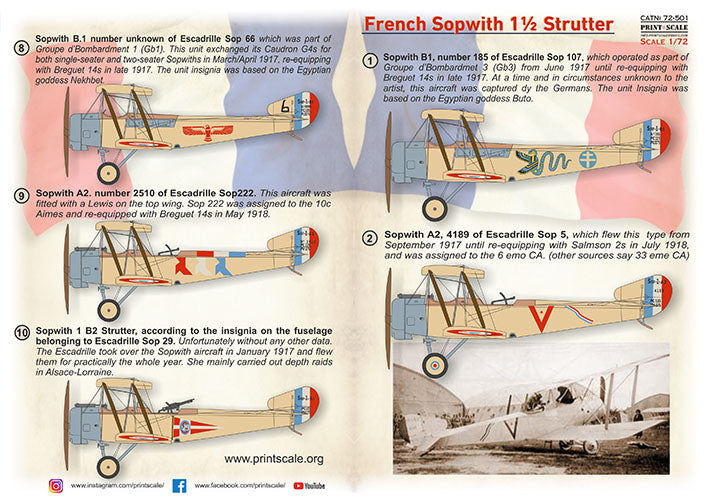 Print Scale 72-501 1:72 French Sopwith 1Â½ Strutter