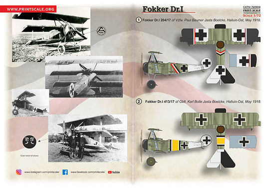 Print Scale 72-504 1:72 Fokker Dr.I Triplane