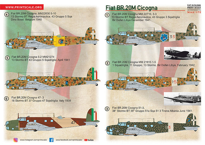 Print Scale 72-506 1:72 Fiat BR-20M Cicogna