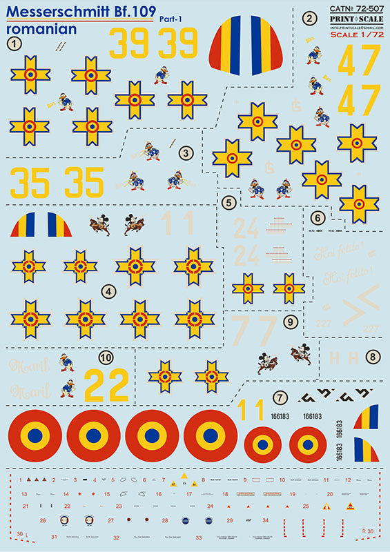 Print Scale 72-507 1:72 Messerschmitt Bf-109 Romanians Part 1