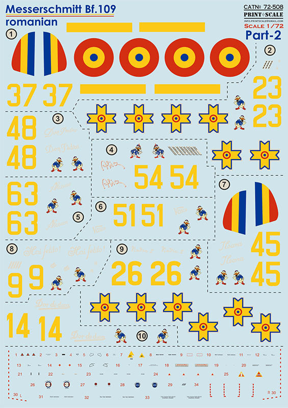 Print Scale 72-508 1:72 Messerschmitt Bf-109 Romanians Part 2