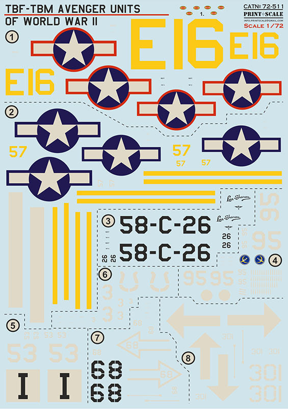 Print Scale 72-511 1:72 TBF-TBM Avenger Units of World War II