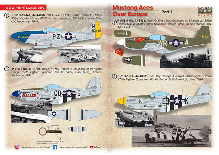 Print Scale 72515 1:72 North-America P-51 Mustang Aces Over Europe. Part 11