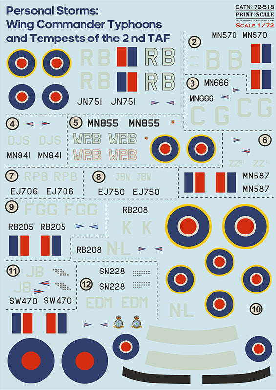 Print Scale 72-518 1:72 Personal Storms: Wings Commander Hawker Typhoons and Tempest