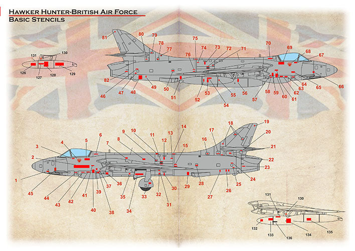 Print Scale 72520 1:72 Hawker Hunter RAF basic stencil