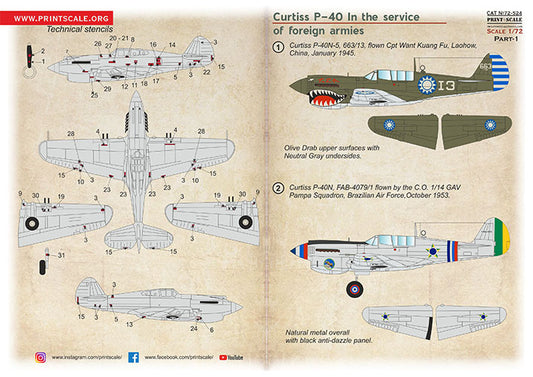 Print Scale 72524 1:72 Curtiss P-40 in the Service of Foreign Armies Part 1