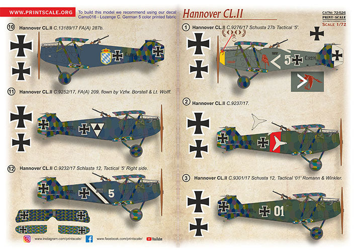 Print Scale 72526 1:72 Hannover CL.II