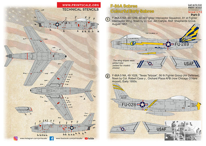 Print Scale 72532 1:72 North-American F-86A Sabres 'Colourful Early Sabres' Part 3